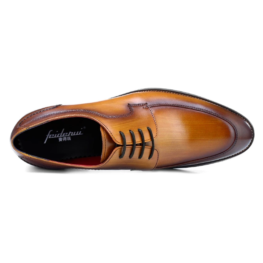 2019 Classic Genuine Leather Men's Handmade Wedding Party Footwear Round Toe Derby Man Formal Dress Groom Welted Shoes BQL157 | Обувь