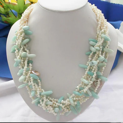 

Ожерелье из жемчуга, Ювелирное Украшение с пресноводным культивированным жемчугом, 7 рядов, 22 дюйма, 4-14 мм, белое барокко