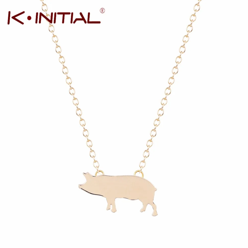 

Kinitial Min 1pcs Gold Silver Color Plated Pig Necklace Paris Neckless for Women Jewelry Long Necklace Boho Design Nice jewelry