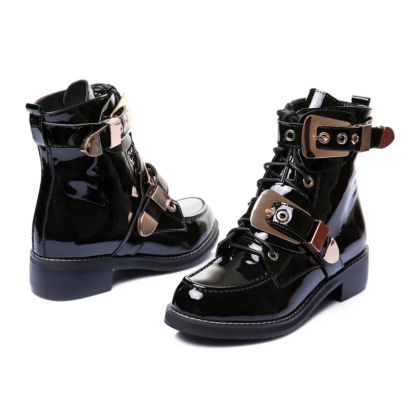 Женские ботильоны на толстом каблуке FEDONAS золотистые мотоциклетные ботинки из