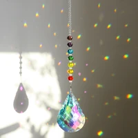 hd chakra crystal suncatcher with 76mm ab gourd prism drops rainbow maker craft chain hanging window ornament home garden decor