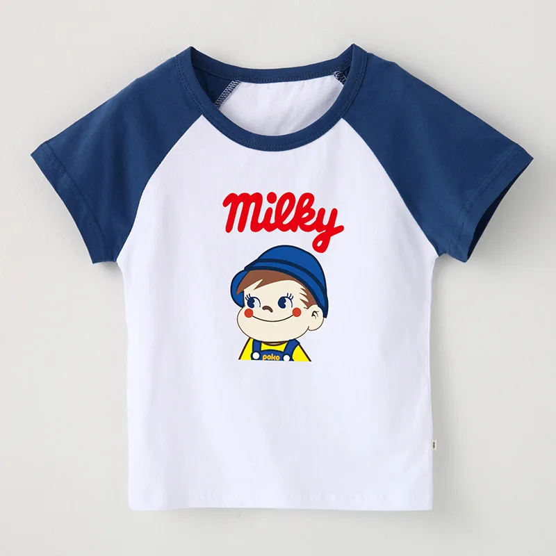 2019 летняя футболка для девочек и мальчиков с принтом из мультфильма молочного