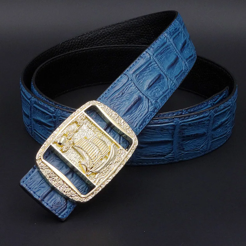 Ремень мужской из натуральной кожи под крокодиловую кожу деловой ковбойский