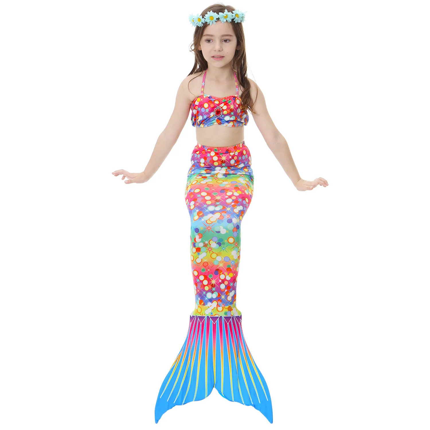3pcs set no Finned Купальный костюм для детей, Детский купальник для девочек, каваи, Русалочка, детские костюмы косплей, Monofin Fin, хвост русалки для плавания - Цвет: 3pcs set no Finned