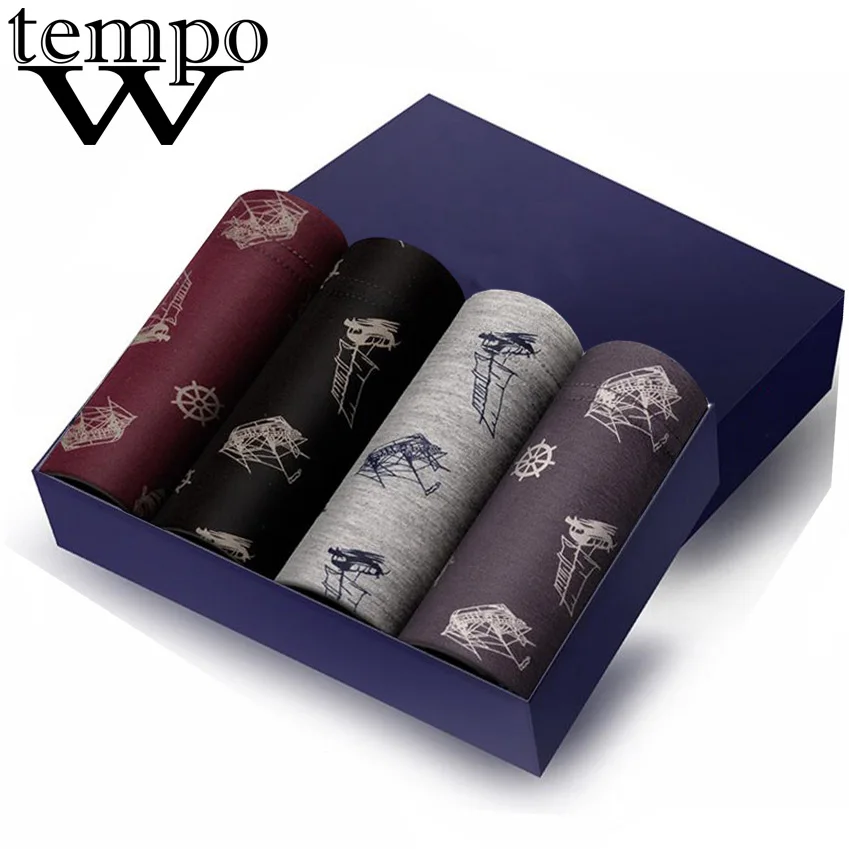 Wtempo Мужское нижнее белье 4 шт./партия мужские свободные шорты хлопковые