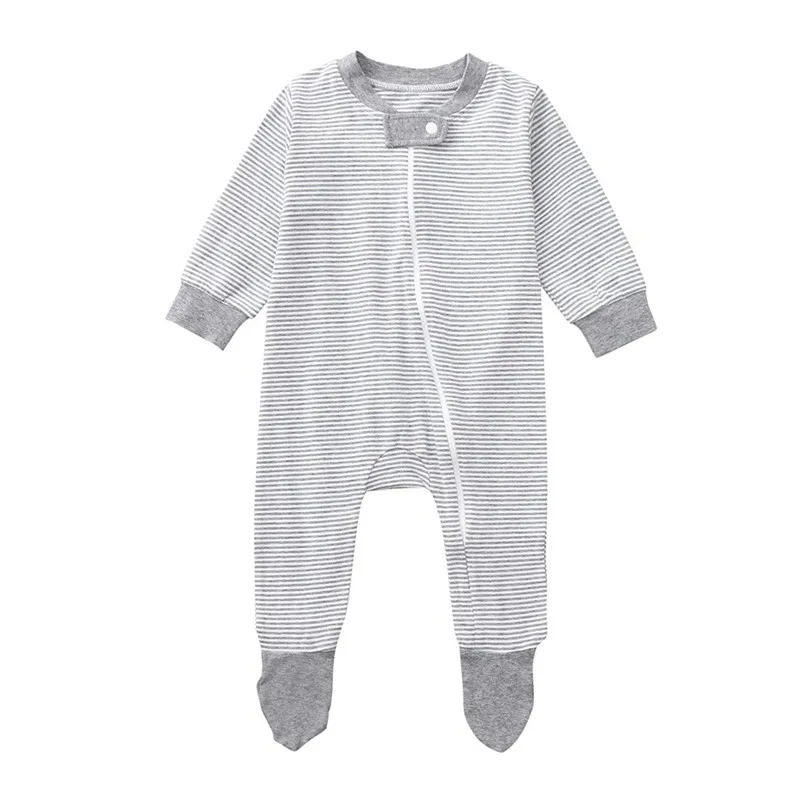 2019 new Newborn Baby Girls Boys Long Sleeve Zipper Packs Stripe Romper Jumpsuit Clothes fashion design #4m19 | Детская одежда и