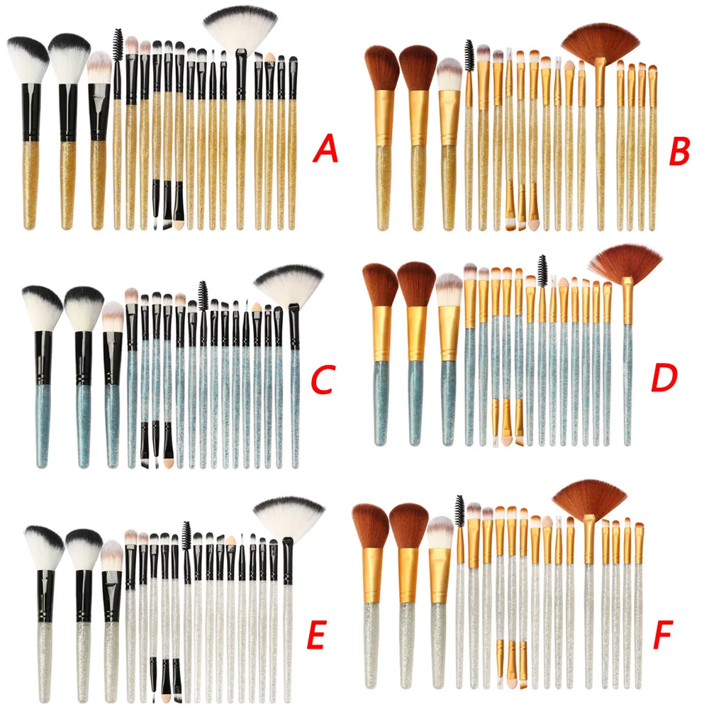 Модный 18 шт Блестящий набор кистей для макияжа инструменты косметический