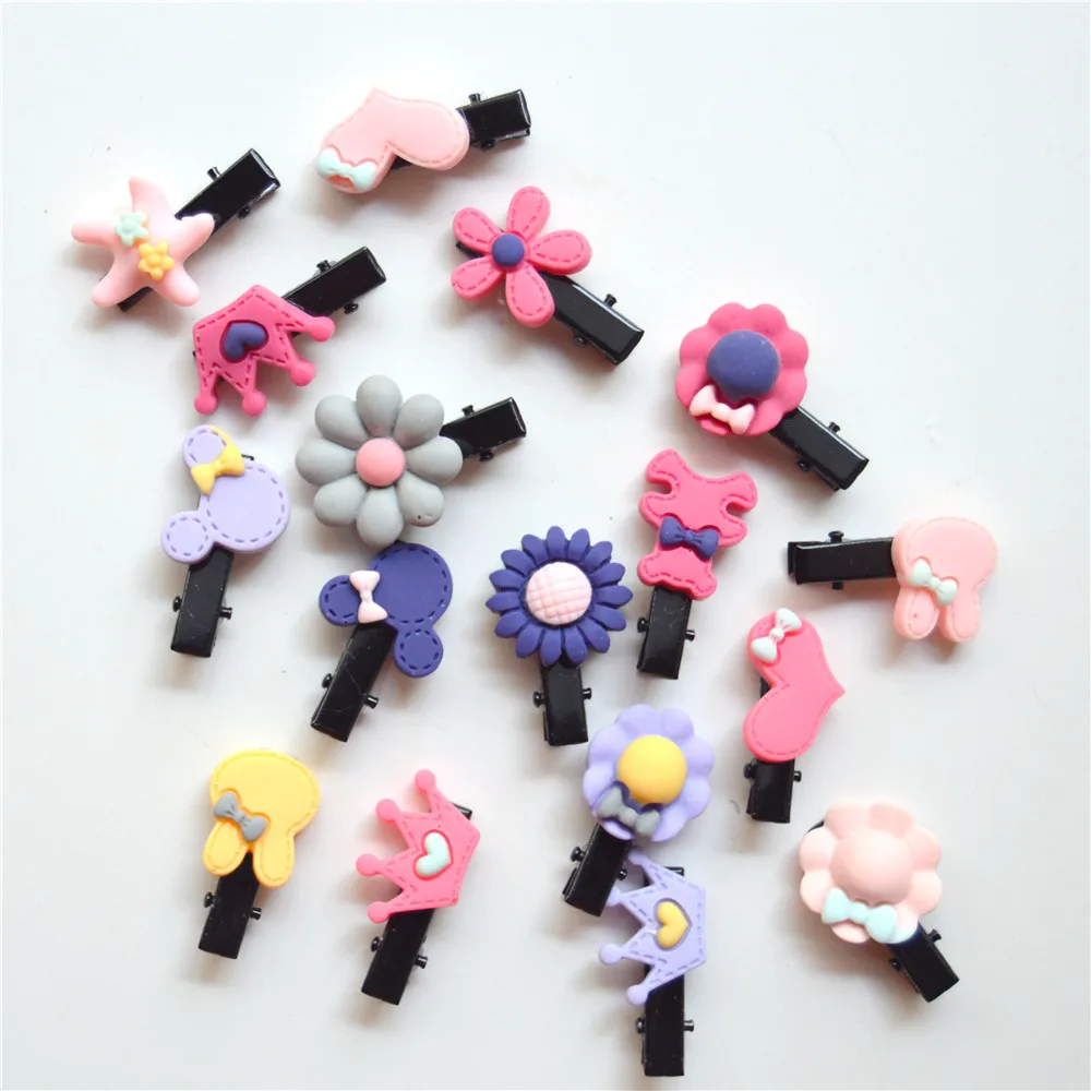 

20PCS/lot Cute Flower Bow Cartoon Hair Accessories Hair Clips For Girls Cute Children Hairpins Colorful For Kids Hairgrips