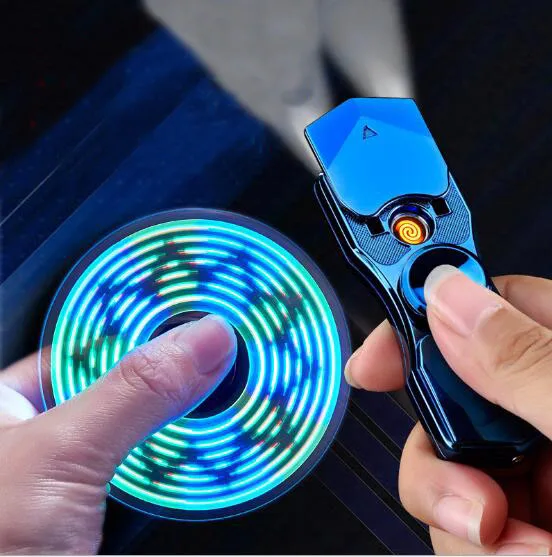 Красочные блики fingertip Электрический провод LED лампа Зажигалка гироскоп USB зарядка