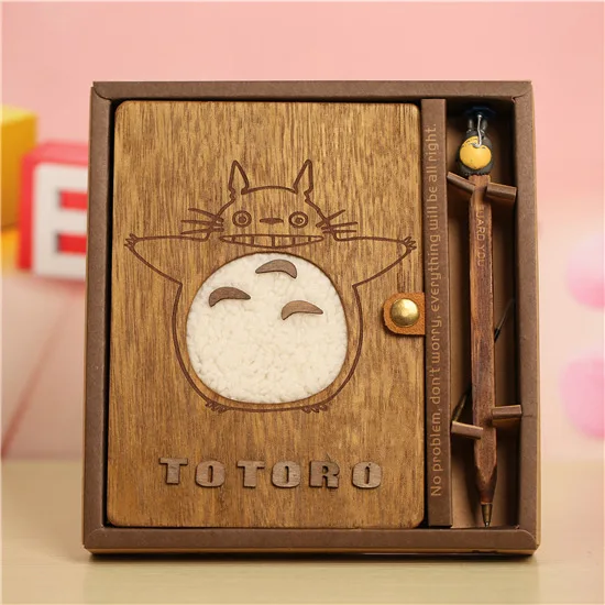 838-1 Plush Totoro Креативный мультяшный Аниме Фигурка Хаяо Миядзаки Тоторо светодиодный светильник Деревянный блокнот дневник ручная книга подарок на день рождения - Цвет: 838-1 Plush Totoro