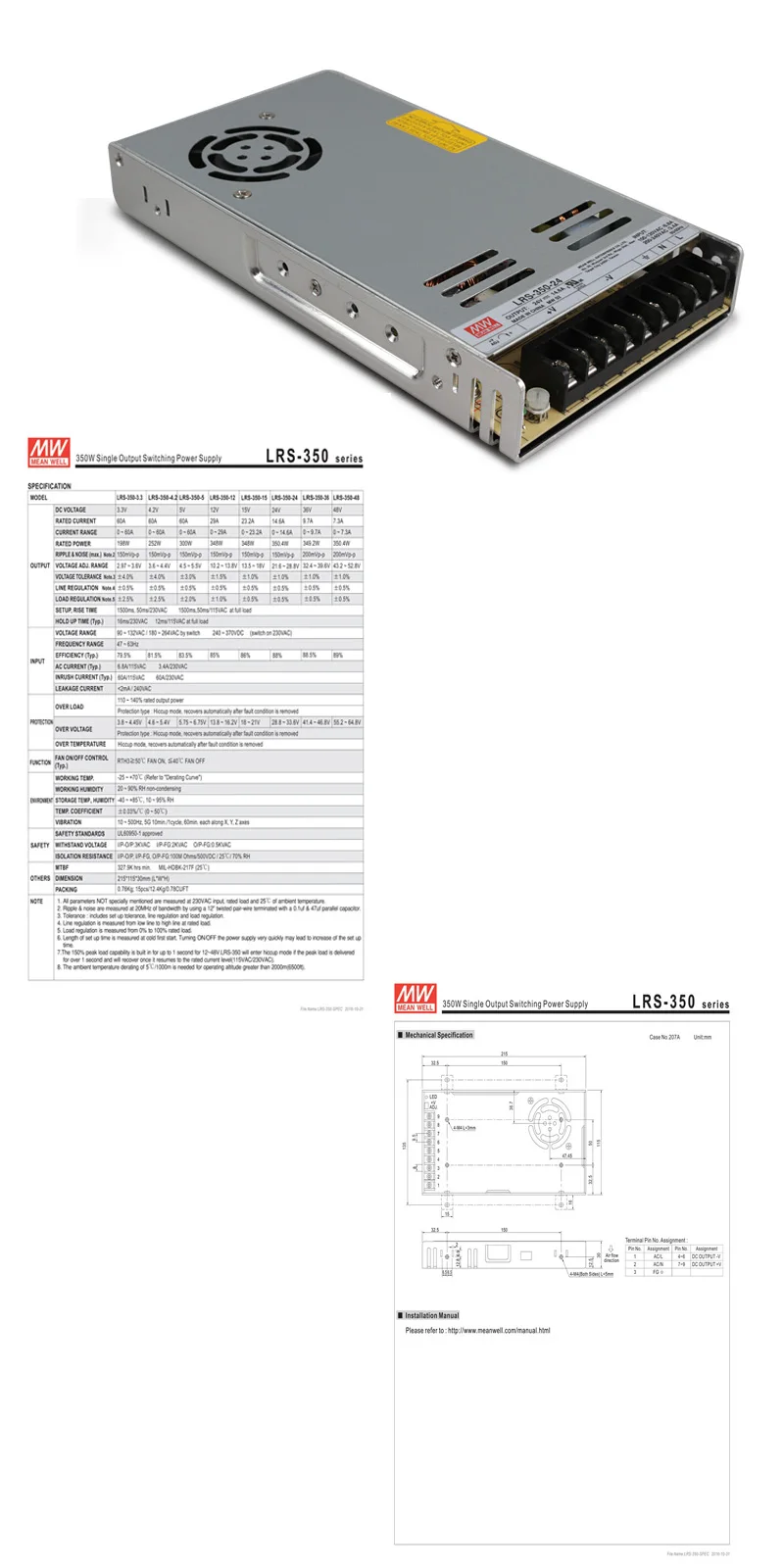 Запчасти для 3D-принтера Meanwell LRS-350 импульсный источник питания 24 В 350 Вт MW тайваньский бренд LRS-350-24 для 3D-принтера