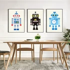 Настенная картина в скандинавском стиле с изображением мультяшного робота, современный плакат, настенные картины для гостиной, детской, спальни, домашний декор без рамки