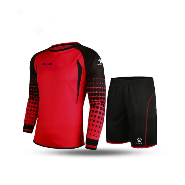 KELME вратарь Джерси мужская форма футбол Джерси с длинным рукавом Doorkeepers футбол Губка протектор 3491979 - Цвет: RedBlack