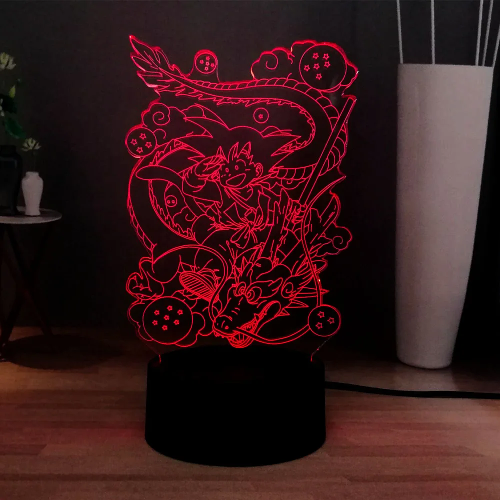 Акриловые семь Dragon Ball фигурка крутой Гоку 3D LED дом Атмосфера RGB прикроватный USB