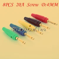 8pcs yt182 4mm gold plated copper banana plug audio speaker amplifier cable wire power screw jack connector adapter