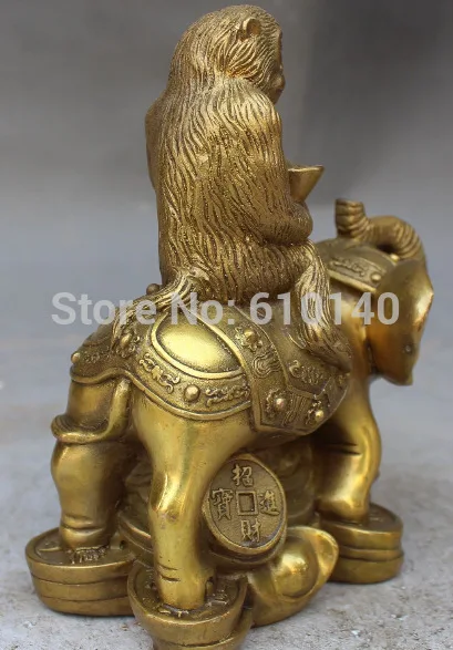 6 &quotКитайский Фэншуй бронза латунь Богатство Благоприятный Слон Обезьяна персик