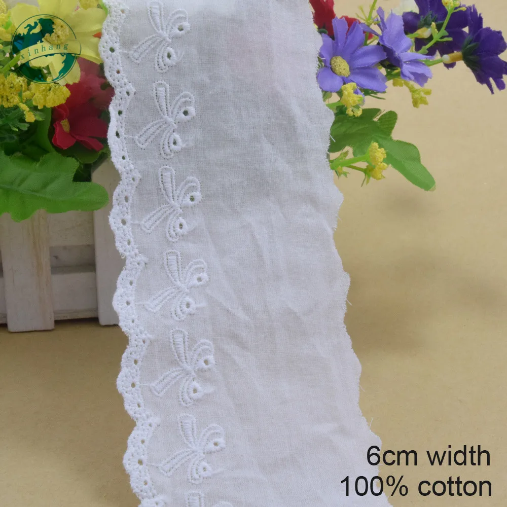 

10yards 6cm white 100% cotton embroidery lace french lace ribbon fabric guipure diy trims warp knitting sewing Accessories#3716