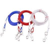 3m5m10m steel wire pet leashes for two dogs 3 colors anti bite tie out cable outdoor lead belt dog double leash