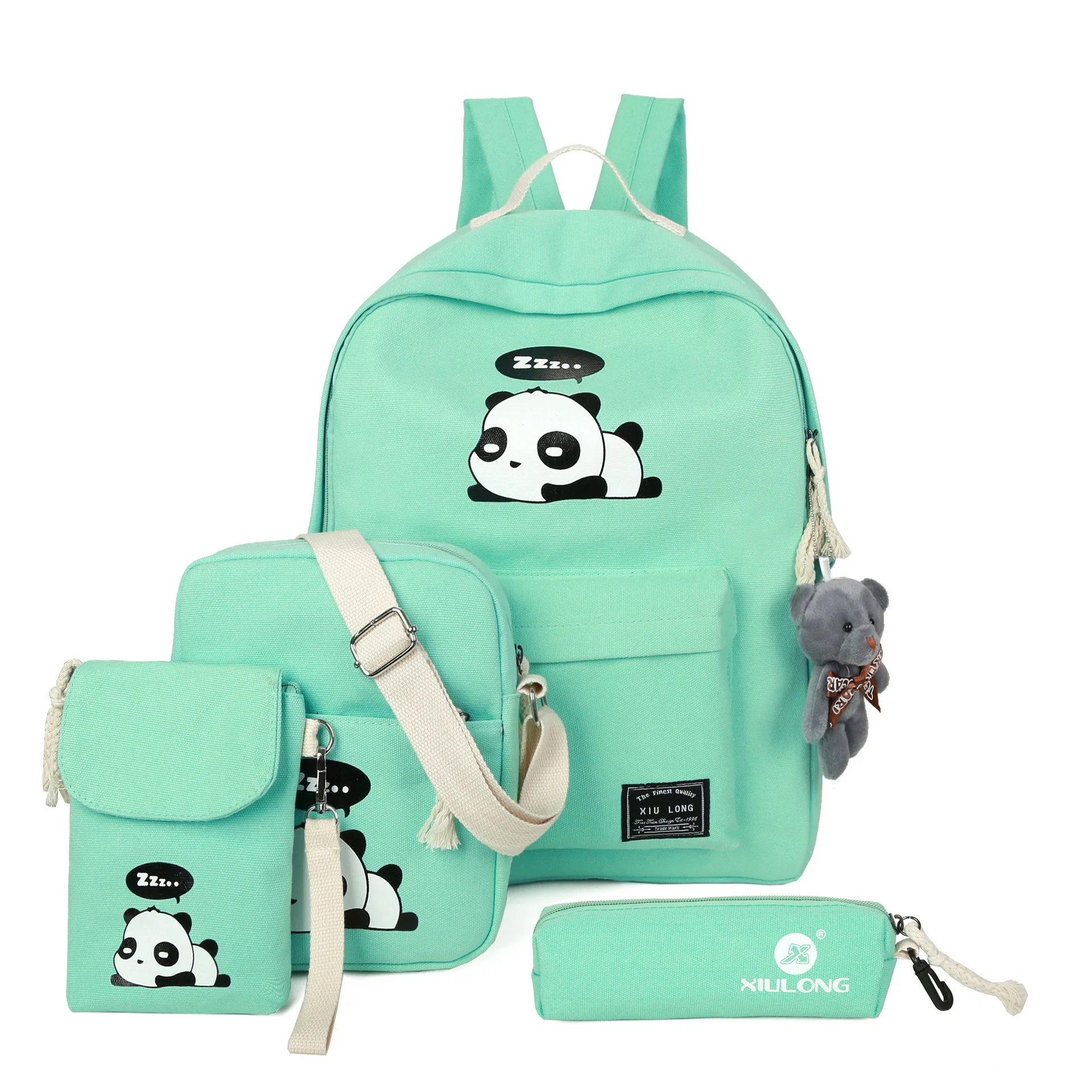 2017 panda школьные сумки для девочек подростков рюкзак 4 шт./компл. рюкзаки