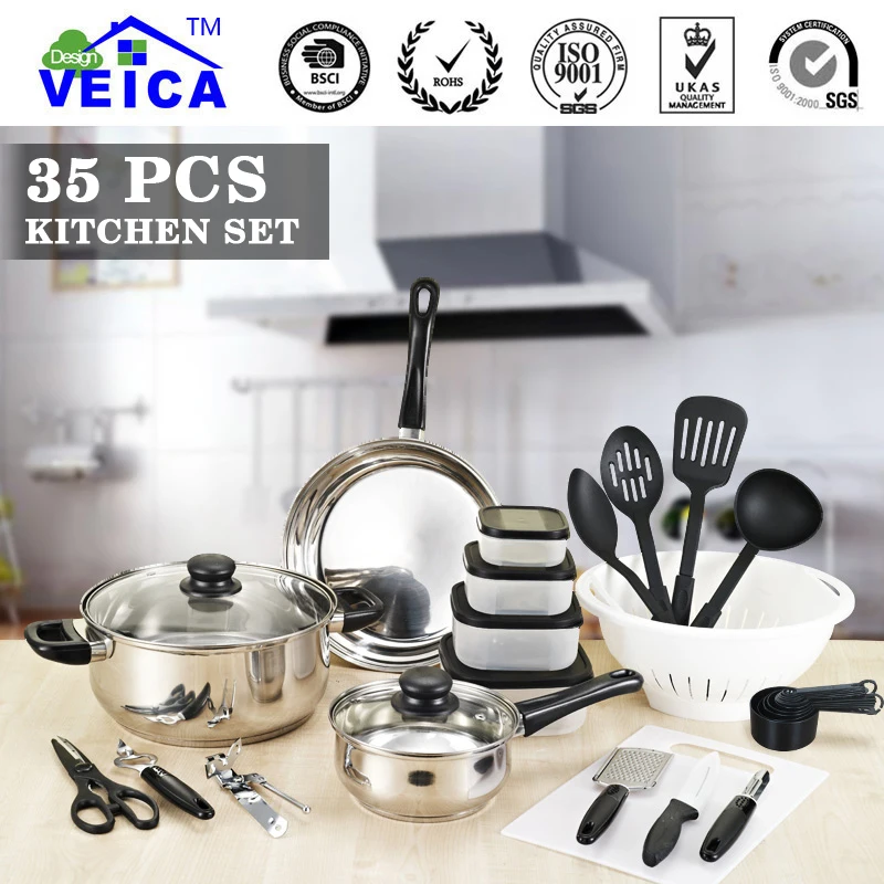 35 шт./компл. наборы посуды чаша кастрюля кухонная ложка для пикника портативная