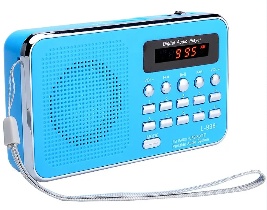 Blue L-938 портативный цифровой fm-радио TF слот USB мини-динамик для пожилых людей 12002014 - Цвет: Blue