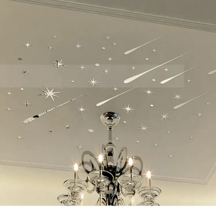 3D Звездный Метеор акриловый зеркальный настенный стикер домашняя наклейка