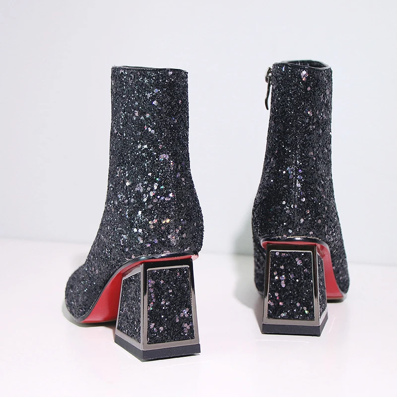 2019 г. новые осенние блестящие блестящее верхнее покрытие женские ботильоны
