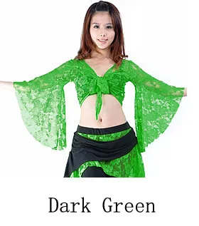 dark green Сексуальный костюм для танца живота кружевной топ с рукавами-бабочками бюстгальтер 11 цветов - Цвет: dark green