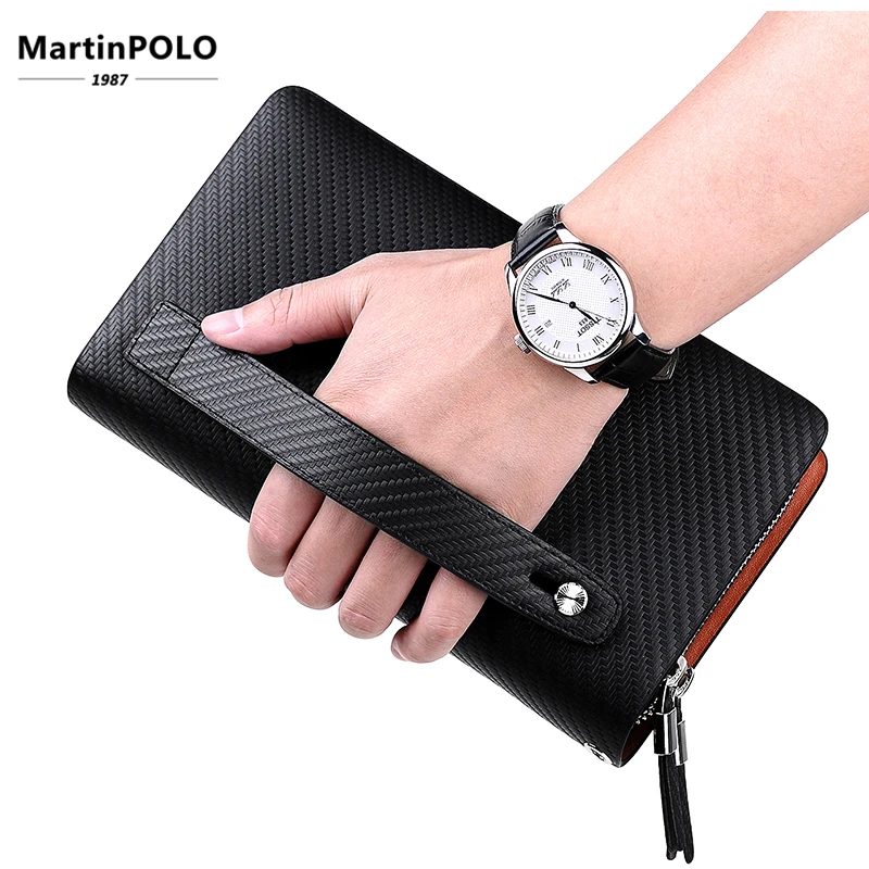 MartinPOLO Мода 2019 г. новое поступление 100% коровья кожа бизнес на молнии длинные