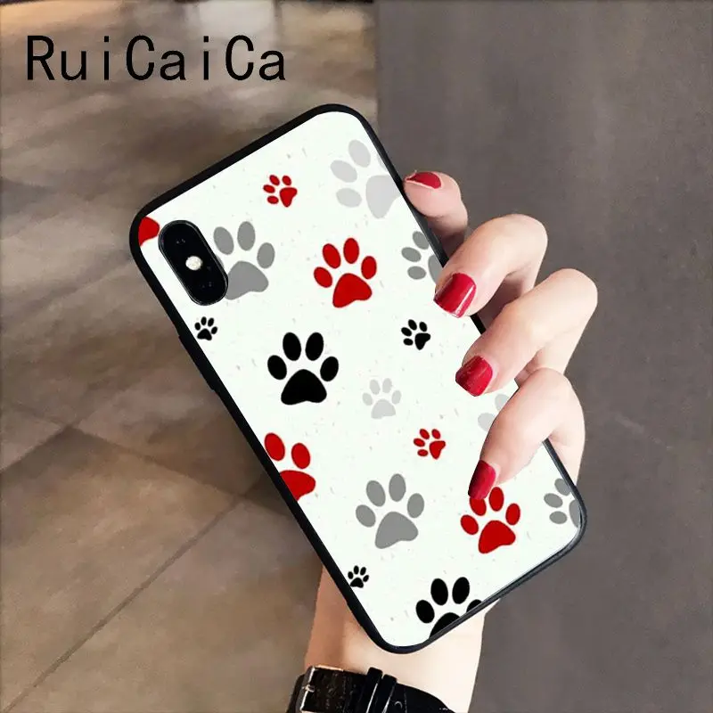 RuiCaiCa отпечаток лапы собаки клиент высокого качества чехол для телефона iPhone 8 7 6S 6Plus X XS MAX 5 5S SE XR 10 Чехол