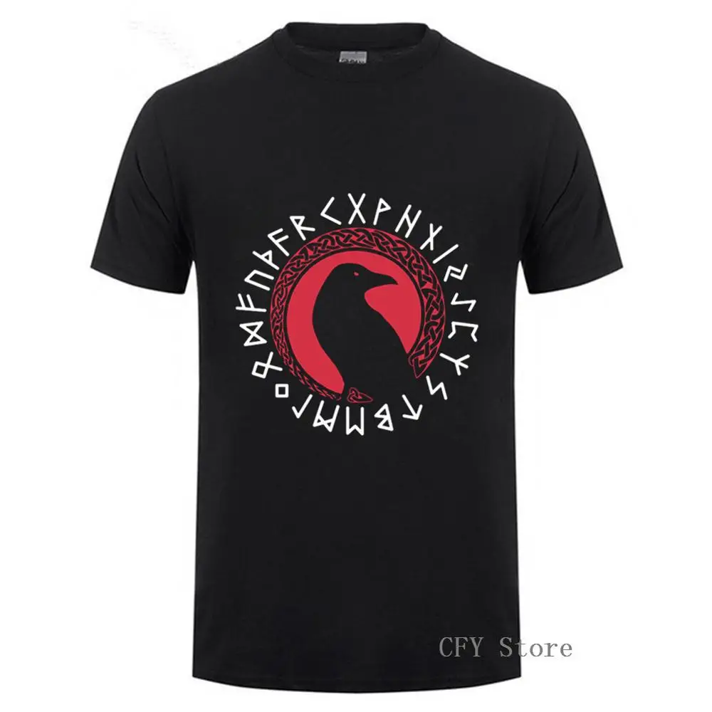 Викинги дизайн футболка для мужчин Futhark ворона с Ворон кельтский викингом hobre