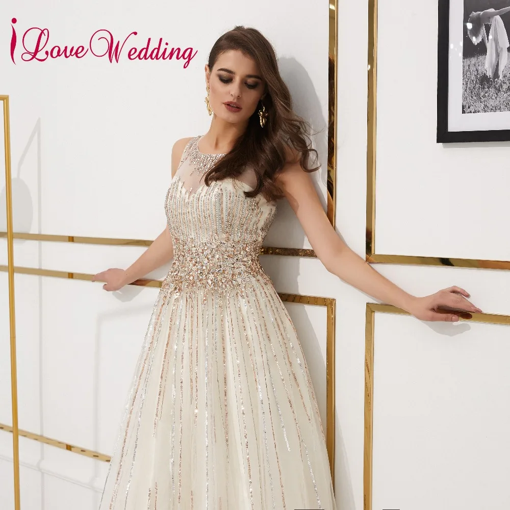 ILoveWedding Новое поступление тяжелый Бисер рукавами трапециевидной формы платье для