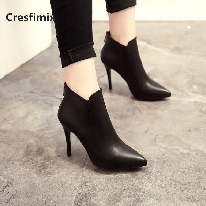 Cresfimix/женские модные удобные ботинки на высоком каблуке шпильке женские милые