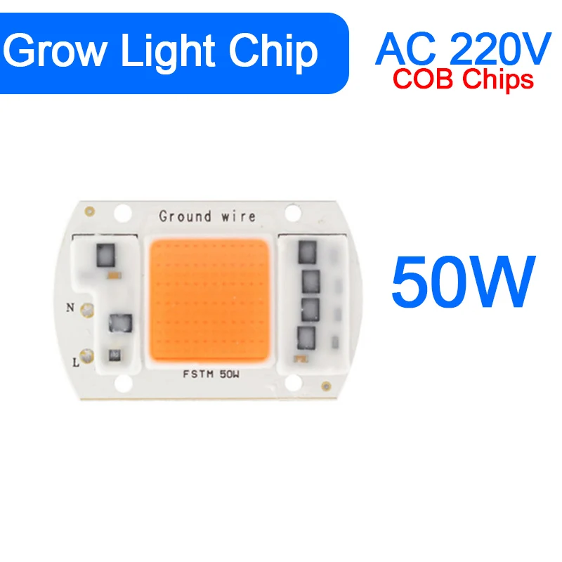 Зеленый глаз AC 220 В 5 Вт~ 100 Вт интегрированный COB светодиодный чип 50 Вт 30 Вт 20 Вт 10 Вт смарт IC драйвер люменов для DIY прожектор - Испускаемый цвет: Grow Light 50W