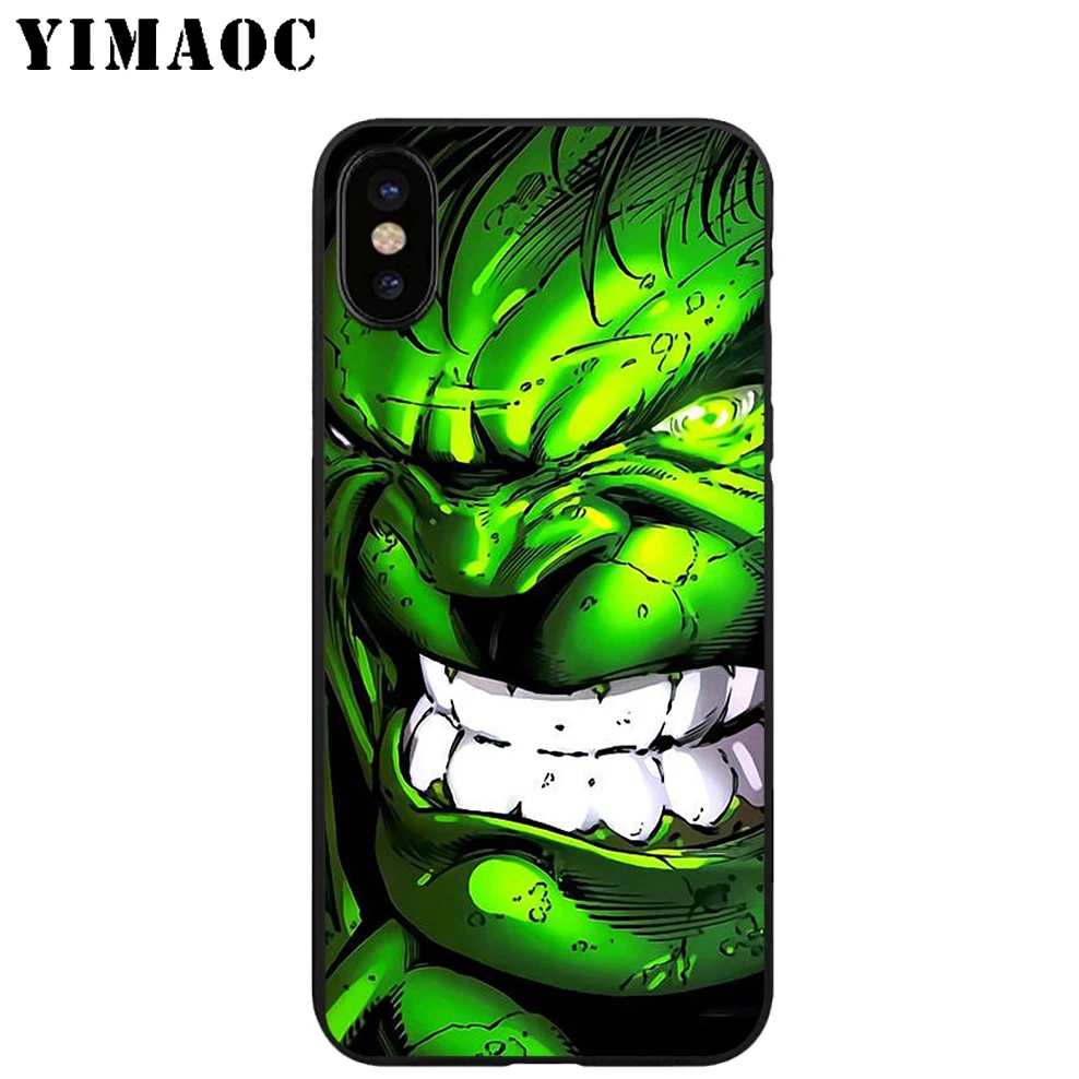 YIMAOC Халк Супергерои зеленый Мягкий ТПУ Черный силиконовый чехол для iPhone X или 10 8 7