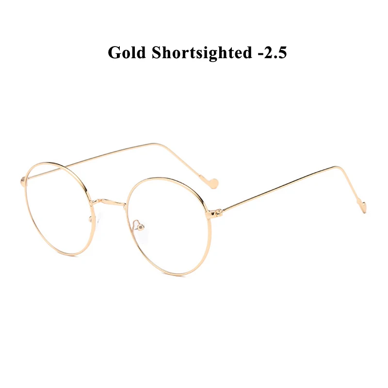 gold myopia 2.5 Zilead, металлические круглые очки для близорукости, для женщин и мужчин, сверхлегкие, по рецепту, близорукие очки, очки унисекс - Цвет оправы: gold myopia 2.5