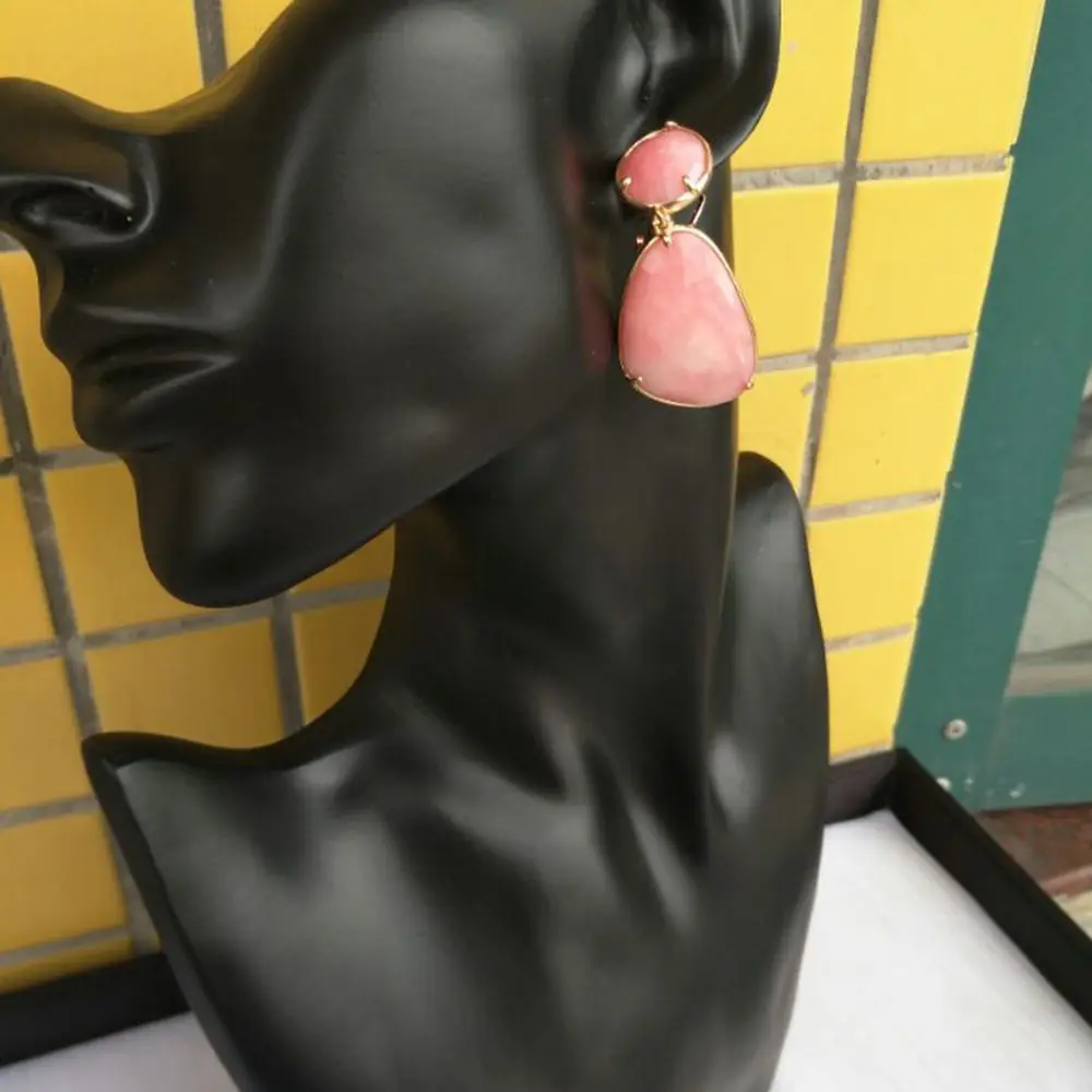 Женские винтажные серьги подвески с полудрагоценным камнем роскошные