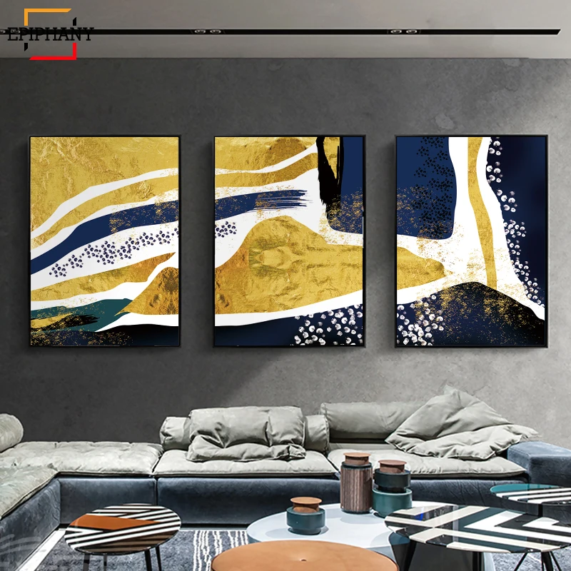 Modern Home Decor Abstract Canvas Painting Gold Yellow Posters and Prints Decorative Art Wall Pictures for Living Room|Рисование и
