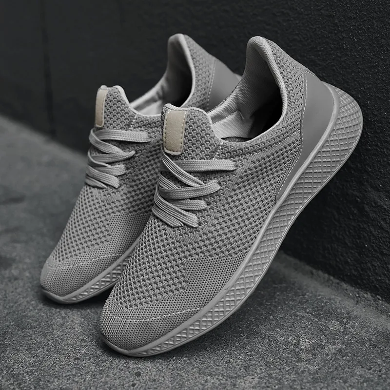 Big Size Men's Sneakers Gray Running Shoes for Men Spring Autumn Sports Man Shoe Lace Up Gym Trainers Breathable Mesh Zapatos | Спорт и