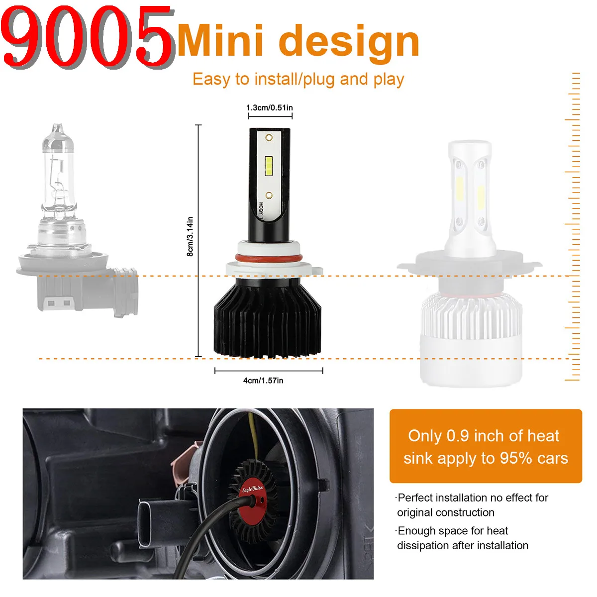 2 шт. H7 H11 H4 H1 9005 9006 светодиодный головной светильник ламп Conversion Kit Светильник лампы 90 Вт 16000LM 6000 К туман светильник, футболка с принтом "автомобиль" accessries