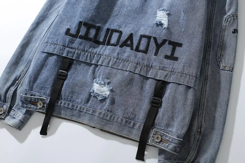 2019 New Arrival Vintage Hipster light blue cool jackets men clothes hip hop denim jean jacket clothing Coat Autumn winter | Мужская
