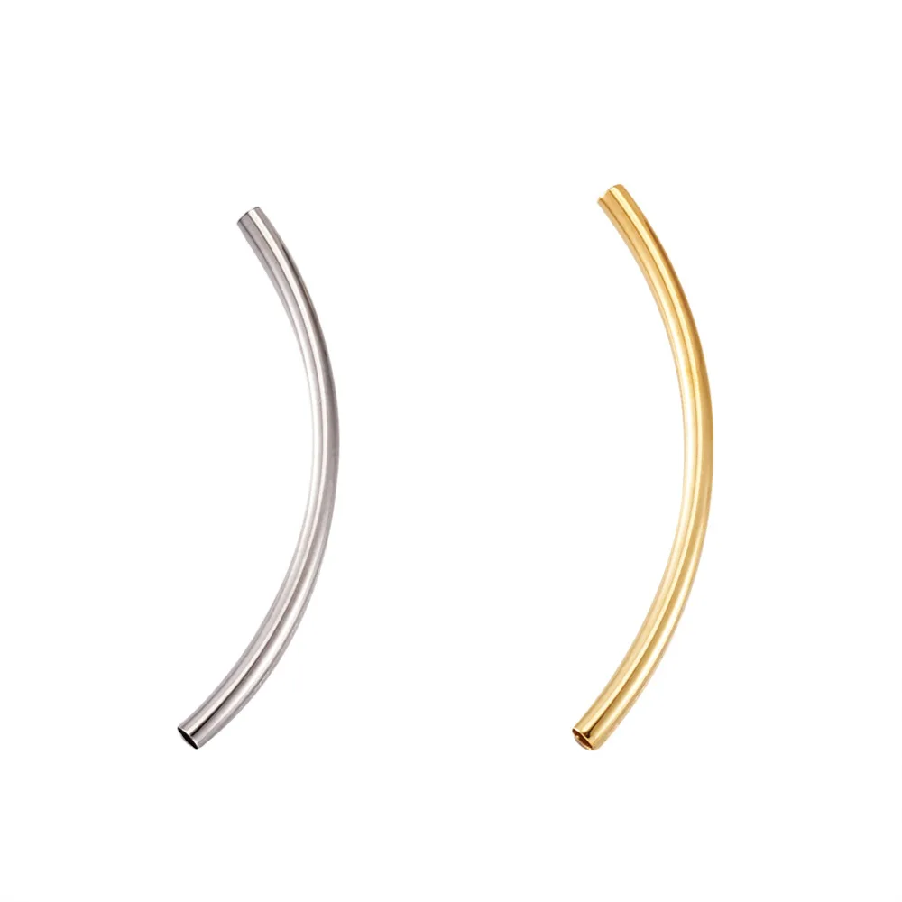 Pandahall 250pcs/Lot Long Curved Brass Noodle Tube Beads Connectors Necklace Bracelet Spacer Charm Bead for DIY Jewelry Findings