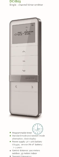 one channel timer Dooya излучатель ручной набор один канал/15 каналов/Один канальный таймер/5 канальный таймер DC1800 DC1802 DC1803 DC1805 - Цвет: one channel timer
