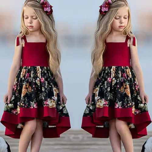 Новый стиль Брендовое детское платье Pudcoco с цветочным принтом для девочек