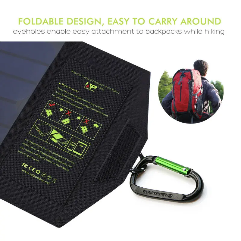 ALLPOWERS 5 V 18 Вт Sunpower Солнечное Зарядное Устройство Dual USB Порт Складной Портативный