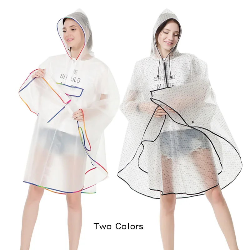 2 color Yuding с капюшоном Для женщин непромокаемый плащ EVA Универсальный девочек Пеший Туризм/футболка для езды на велосипеде, пончо, Водонепроницаемый модные полу-прозрачный Дождевой Плащ для женщин - Цвет: 2 color