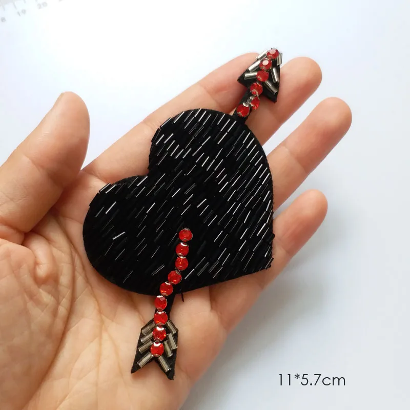 2 шт./компл. нашивки с бусинами в форме сердца мечом для одежды блестки Стразы