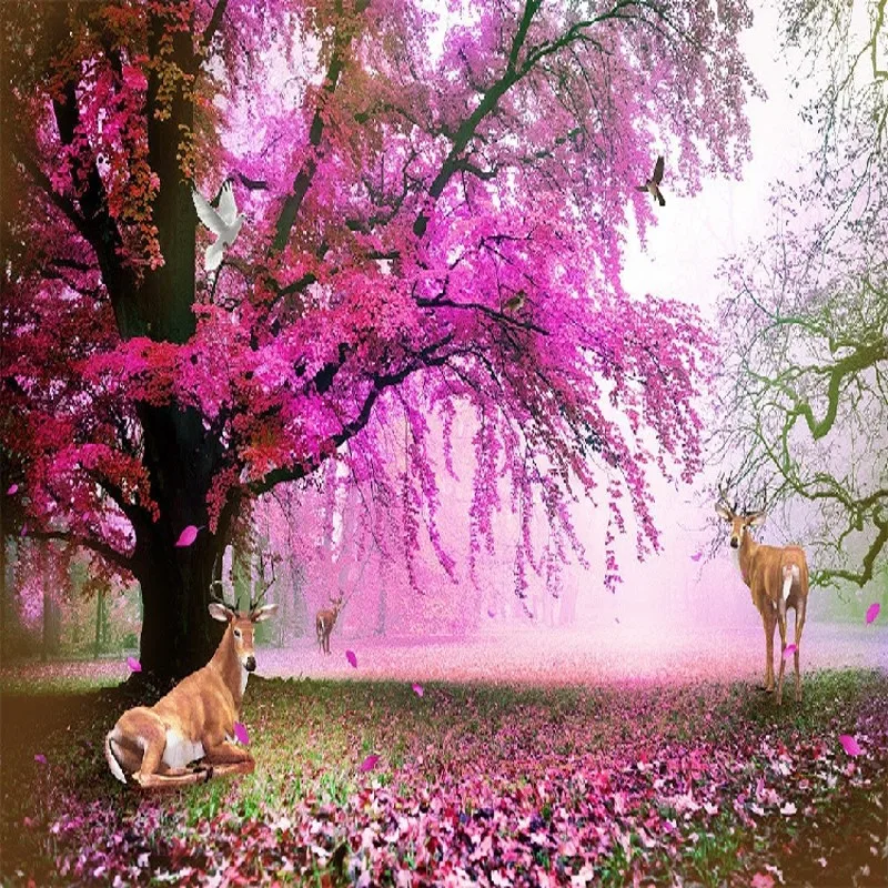 

photo wallpaper 3D stereo purple forest large wallpaper mural TV background bedroom living room sofa wallpaper