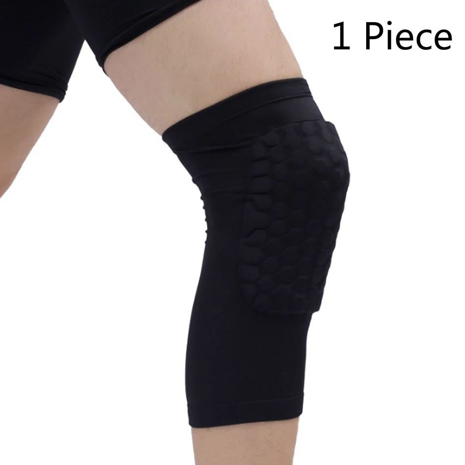 One Piece Black Стоящий 1 шт сотовый баскетбольный наколенник короткий дизайн компрессионный наколенник для ног волейбольный наколенник - Цвет: One Piece Black