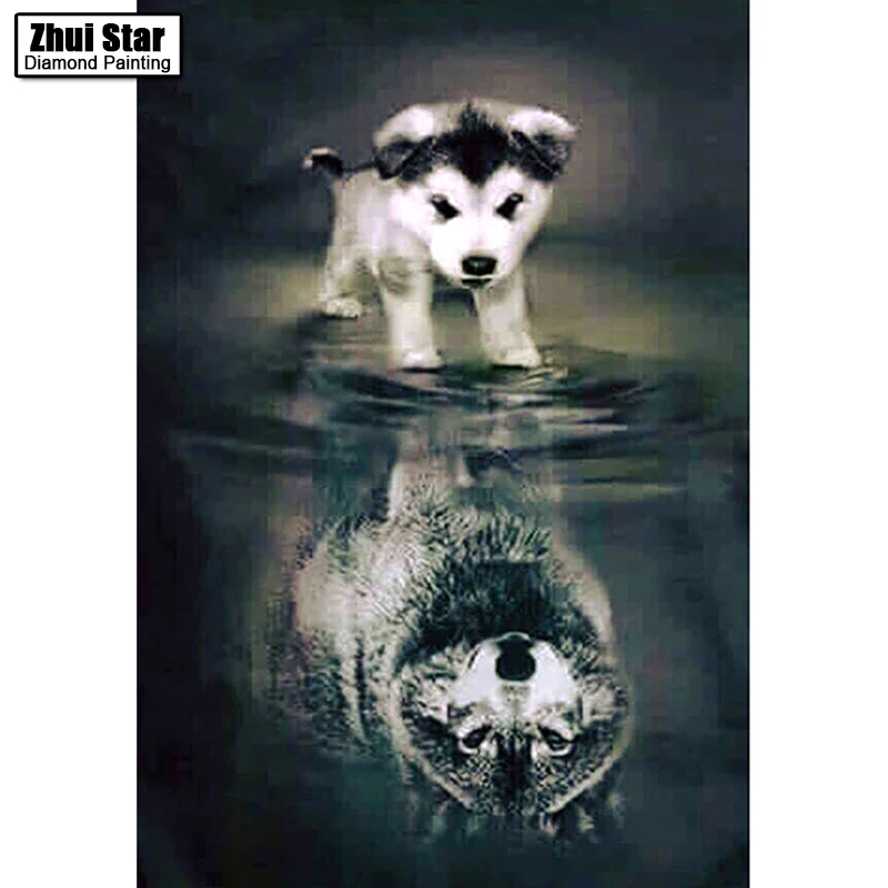 Картина из квадратных страз 5D сделай сам алмазная вышивка Тень собаки стразы